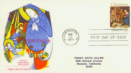 1444 FDC - 1971 8c Traditional Christmas: Adoration of the Shepherds