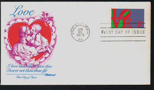 1475 FDC - 1973 8c Love Series: Red Love