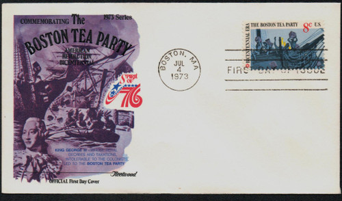 1480 FDC - 1973 8c Boston Tea Party: British Merchantman