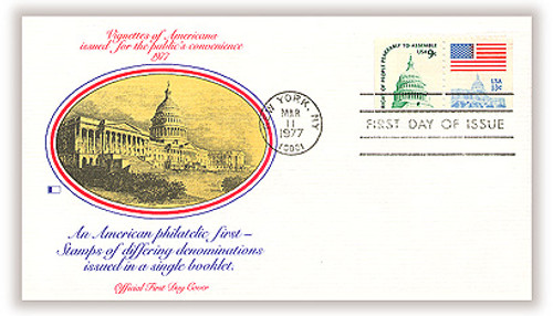 1590,1623 FDC - 1977 9c Capitol Dome & 13c Flag