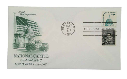 1590 FDC - 1977 9c Americana Series: Capitol Dome, booklet single