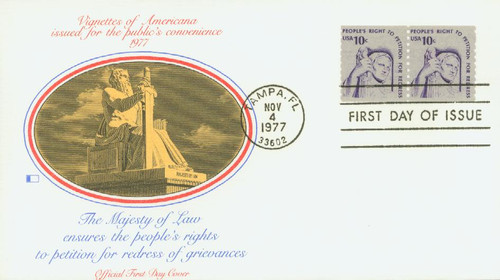 1617 FDC - 1977 10c Americana Series: Justice, coil