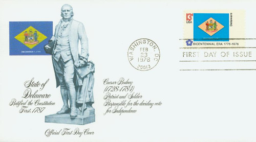 1633 FDC - 1976 13c State Flags: Delaware