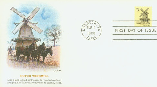 1741 FDC - 1980 15c Windmills: Illinois