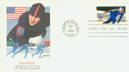 1795 FDC - 1980 15c Winter Olympics: Skater