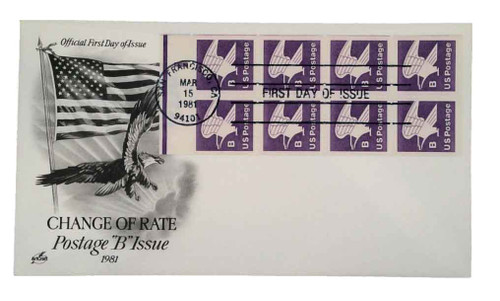 1819a FDC - 1980-81 18c Eagle,bklt pane of 8