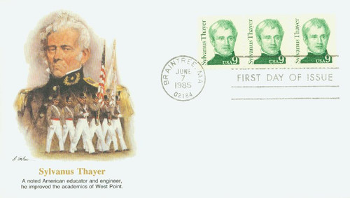 1852 FDC - 1985 9c Great Americans: Sylvanus Thayer