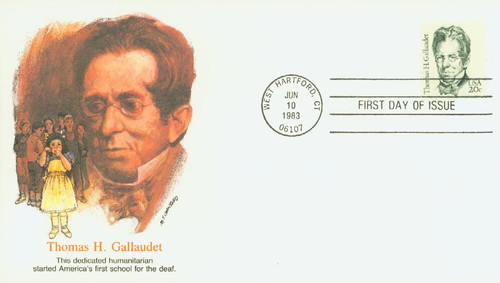 1861 FDC - 1983 20c Great Americans: Thomas H. Gallaudet