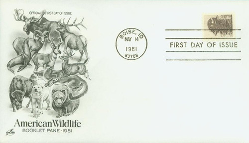 1883 FDC - 1981 18c Wildlife of America: Bison