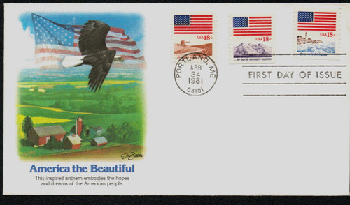 1890,91,93 FDC - 1981 Above The Fruited Plain Combo FDC