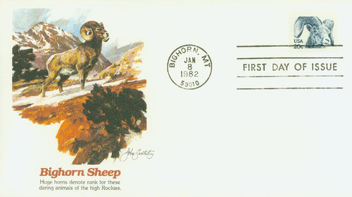 1949 FDC - 1982 20c Bighorn Sheep