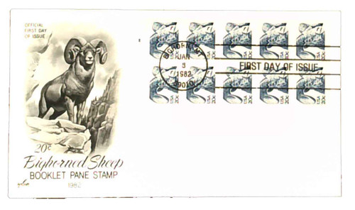 1949a FDC - 1981-82 20c Bighorn Sheep,bklt pane (10)