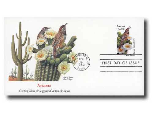 1955 FDC - 1982 20c State Birds and Flowers: Arizona