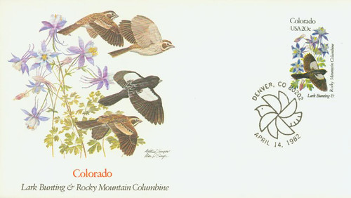 1958 FDC - 1982 20c State Birds and Flowers: Colorado