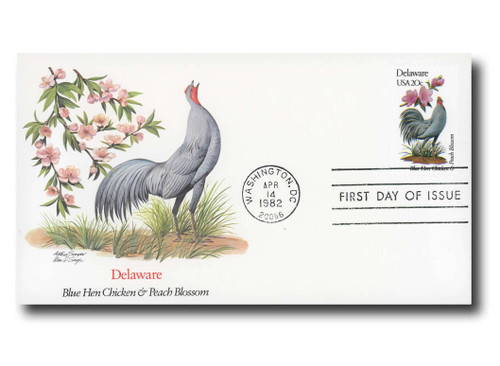 1960 FDC - 1982 20c State Birds and Flowers: Delaware