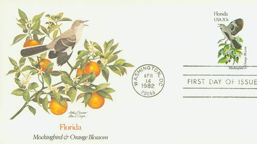1961 FDC - 1982 20c State Birds and Flowers: Florida