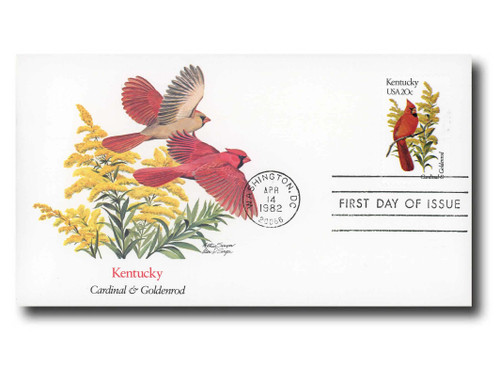 1969 FDC - 1982 20c State Birds and Flowers: Kentucky