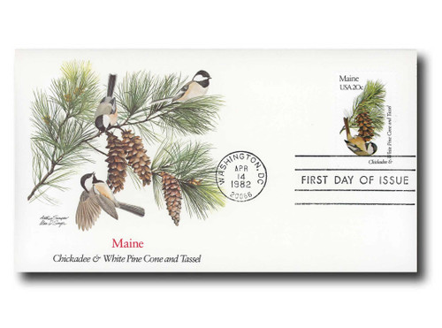 1971 FDC - 1982 20c State Birds and Flowers: Maine