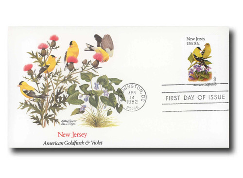 1982 FDC - 1982 20c State Birds and Flowers: New Jersey