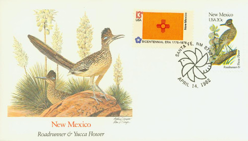 1983 FDC - 1982 20c State Birds and Flowers: New Mexico