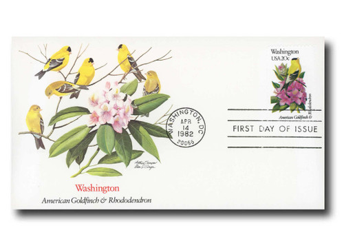 1999 FDC - 1982 20c State Birds and Flowers: Washington