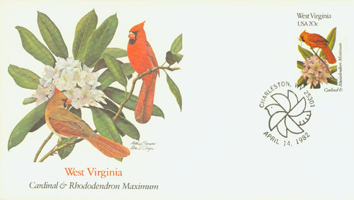 2000 FDC - 1982 20c State Birds and Flowers: West Virginia