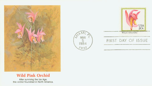 2076 FDC - 1984 20c Orchids: Wild Pink