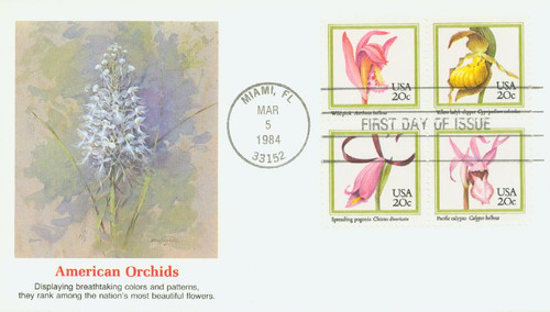 2076-79 FDC - 1984 20c Orchids