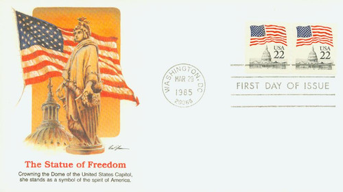 2115 FDC - 1985 22c Flag over Capitol, coil