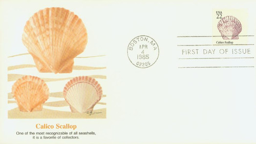 2120 FDC - 1985 22c Seashells: Calico Scallop