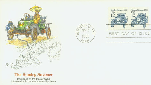 2132 FDC - 1985 12c Transportation Series: Stanley Steamer, 1909