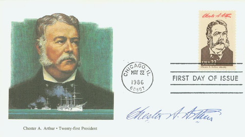 2218c FDC - 1986 22c Pres. Arthur,single