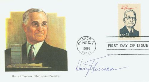 2219f FDC - 1986 22c Pres. Truman,single