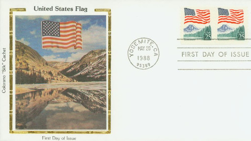 2280 FDC - 1988 25c Flag Over Yosemite, coil