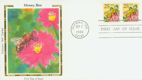 2281 FDC - 1988 25c Honeybee, coil