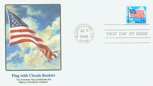 2285A FDC - 1987-88 25c Flag and Clouds, booklet single