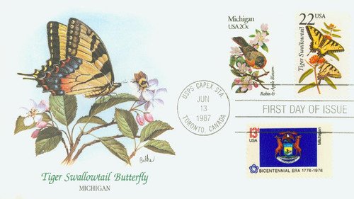 2300 FDC - 1987 22c North American Wildlife: Tiger Swallowtail