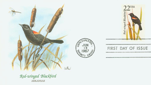 2303 FDC - 1987 22c North American Wildlife: Red-winged Blackbird