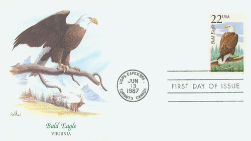 2309 FDC - 1987 22c North American Wildlife: Bald Eagle