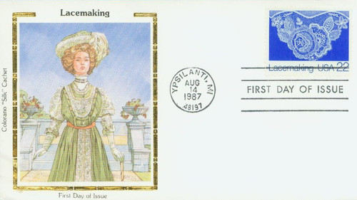 2353 FDC - 1987 22c Lacemaking: Floral (Design C)