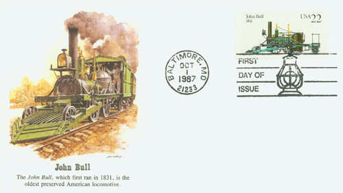 2364 FDC - 1987 22c Steam Locomotives: John Bull