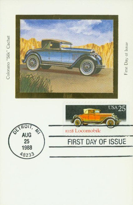 2381 FDC - 1988 25c Classic Cars: 1928 Locomobile
