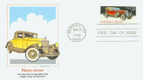 2382 FDC - 1988 25c Classic Cars: 1929 Pierce-Arrow