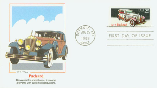2384 FDC - 1988 25c Classic Cars: 1932 Packard