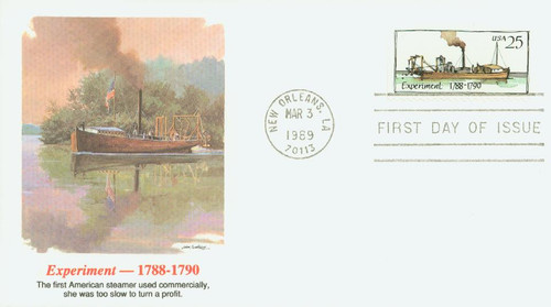 2405 FDC - 1989 25c Steamboats: Experiment 1788-1790