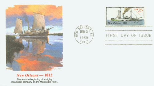 2407 FDC - 1989 25c Steamboats: New Orleans 1812