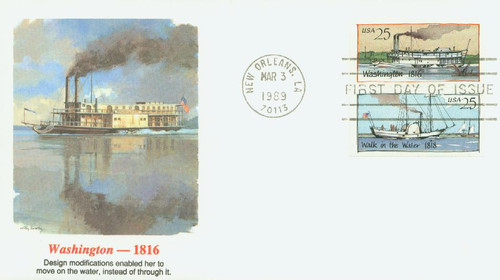 2408-09 FDC - 1989 25c Washington/Walk-Water Booklet Pair