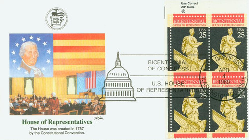 2412 FDC - 1989 25c Constitution Bicentennial: House of Representatives