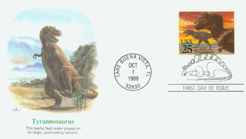 2422 FDC - 1989 25c Prehistoric Animals: Tyrannosaurus Rex