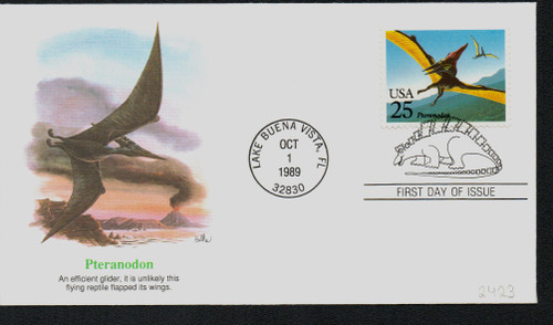 2423 FDC - 1989 25c Prehistoric Animals: Pteranodon